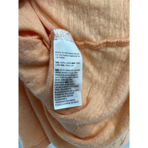 Chico's 3/4 Sleeve Polo Shirt Sz 2 (L) Sherbet Orange 100% Linen Tee Top - Picture 5 of 5